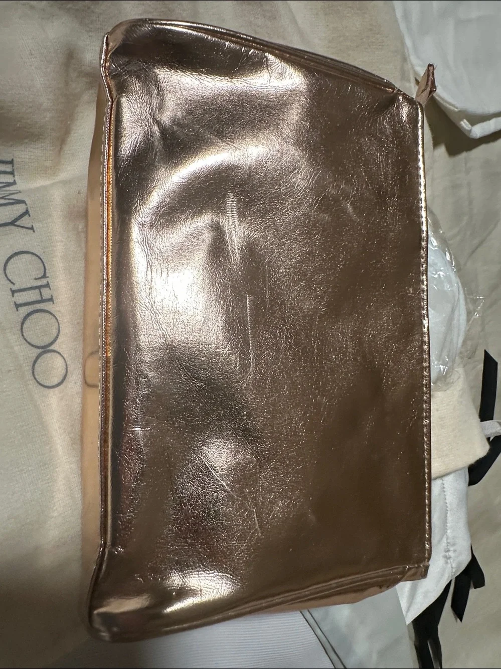 Jimmy Choo Parfums Metallic Rose Gold Cosmetic Pouch